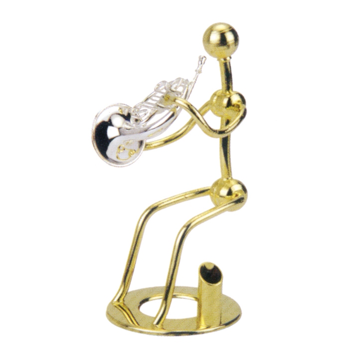 Miniature figurine with mini french horn and 